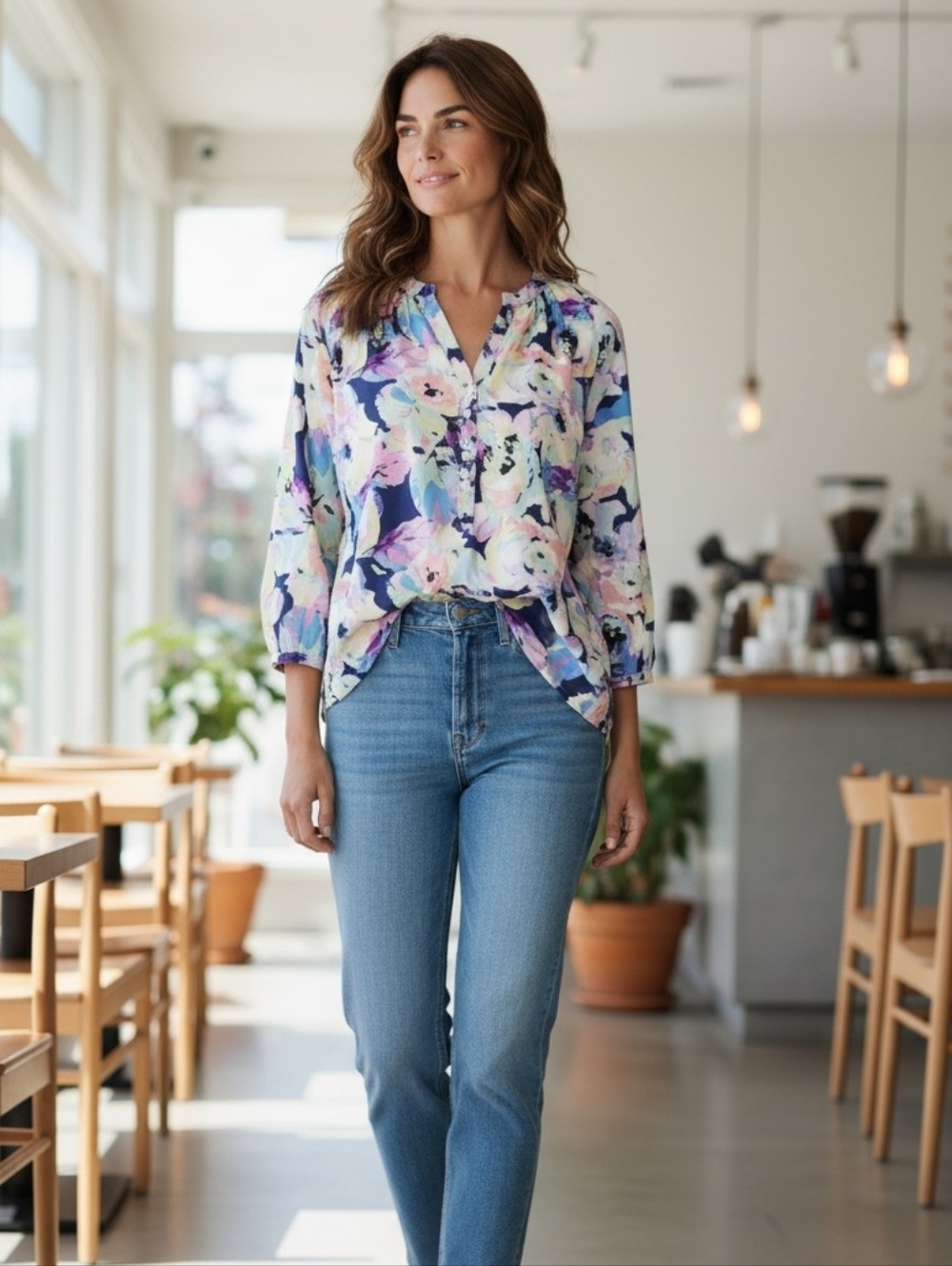 Yumi Kim Floral Popover Blouse S